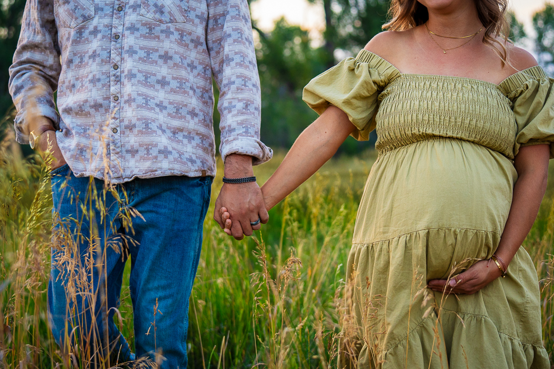 Expecting mother in golden light